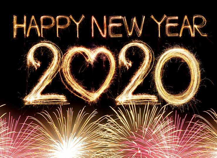 Złoty napis Szczęśliwego Nowego Roku 2020